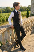 Bild in Galerie-Betrachter laden, Black Striped Serif Double-Breasted Vest 2-Piece Set
