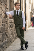 Bild in Galerie-Betrachter laden, Olive Green Serge Double-Breasted Vest 2-Piece Set

