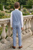 Bild in Galerie-Betrachter laden, Denim Blue Cotton Linen Single-Breasted Vest 2-Piece Set
