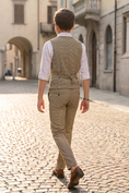 Cargar la imagen en la vista de la galería, Light Brown Houndstooth Double-Breasted Vest 2-Piece Set
