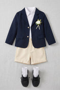 Bild in Galerie-Betrachter laden, Boys Navy Blazer & Beige Shorts 2-piece Suit
