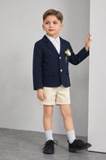 Bild in Galerie-Betrachter laden, Boys Navy Blazer & Beige Shorts 2-piece Suit
