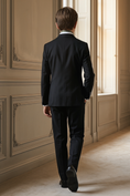 Load image into Gallery viewer, Black Serge Contrast Design Double-Breasted 2-Piece Suit
