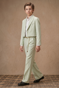 Load image into Gallery viewer, Light Green Cotton Linen Short 2-Piece Suit Set
