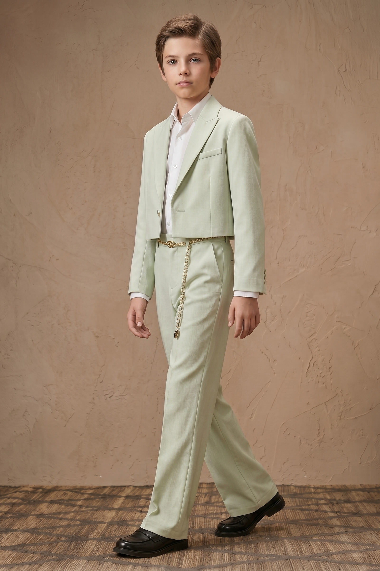Light Green Cotton Linen Short 2-Piece Suit Set