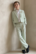 Load image into Gallery viewer, Light Green Cotton Linen Short 2-Piece Suit Set
