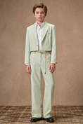 Load image into Gallery viewer, Light Green Cotton Linen Short 2-Piece Suit Set
