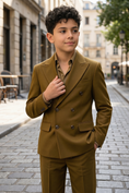Load image into Gallery viewer, Yellow-Brown Serif Double-Breasted 2-Piece Suit
