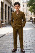 Load image into Gallery viewer, Yellow-Brown Serif Double-Breasted 2-Piece Suit
