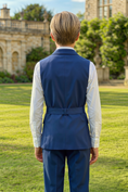 Load image into Gallery viewer, Navy Blue Serge Sleeveless Single-Breasted Vest 2-Piece Set
