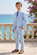Load image into Gallery viewer, Boys Light Blue Mandarin Collar 3-Piece Suit
