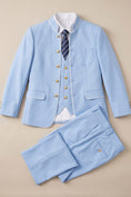 Load image into Gallery viewer, Boys Light Blue Mandarin Collar 3-Piece Suit
