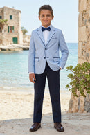 Boys Light Blue Blazer & Navy Trousers 2-Piece Suit