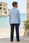 Load image into Gallery viewer, Boys Light Blue Blazer & Navy Trousers 2-Piece Suit

