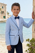 Load image into Gallery viewer, Boys Light Blue Blazer & Navy Trousers 2-Piece Suit
