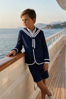 Boys White Sailor Collar 2-Piece Suit