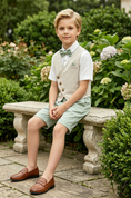 Bild in Galerie-Betrachter laden, Beige & Sage Green Cotton-Linen Blend Asymmetric Single-Breasted 2-Piece Suit
