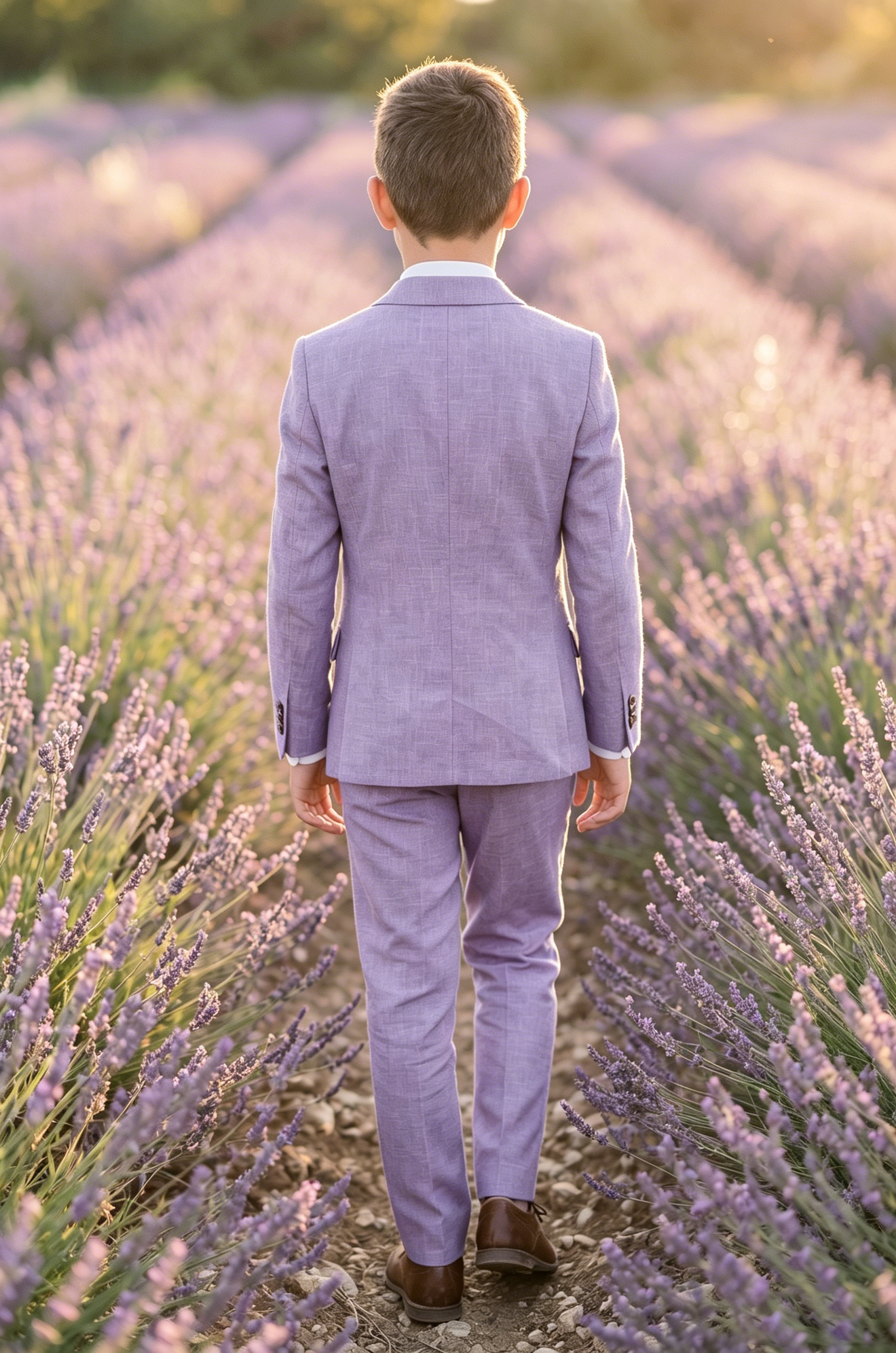 Lavender Cotton-Linen Blend Single-Breasted 2-Piece Suit