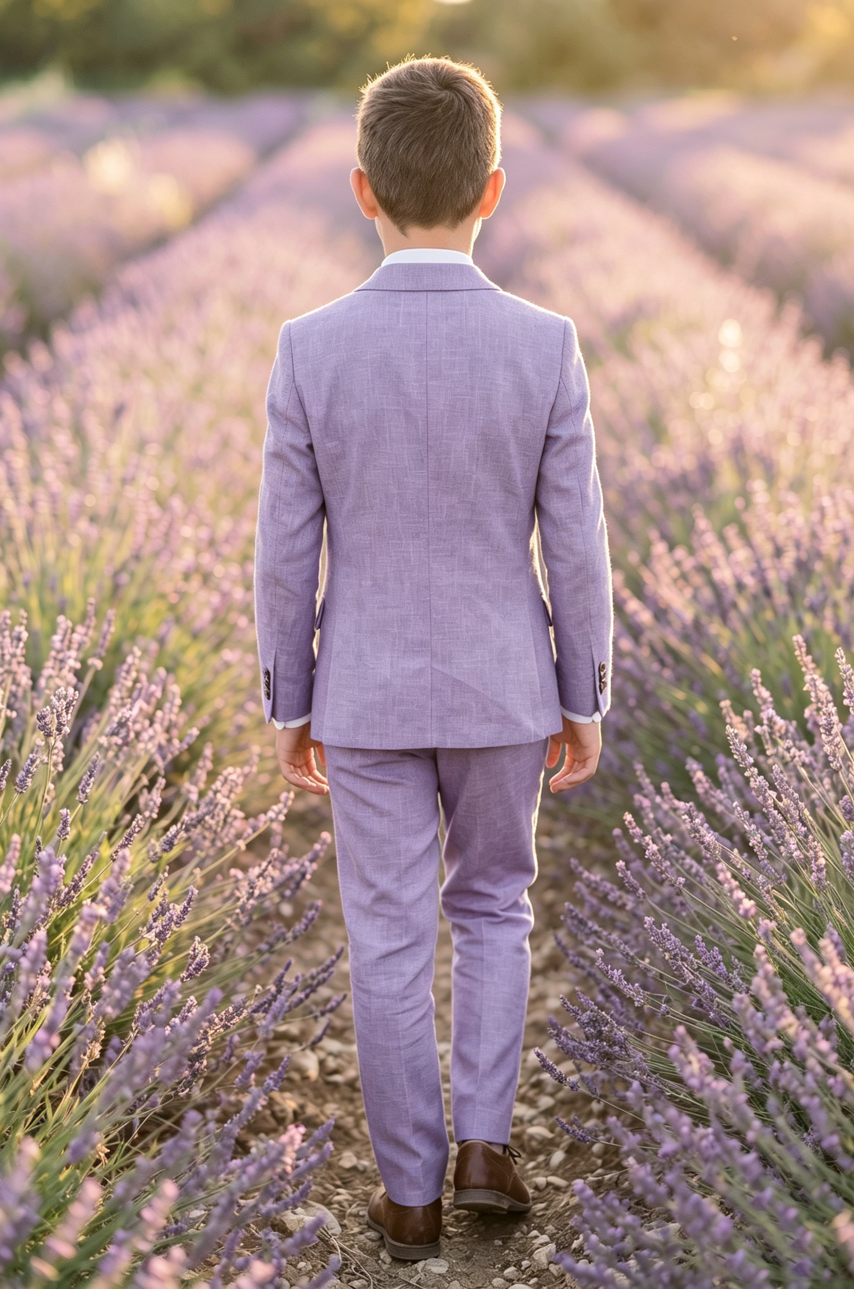 Lavender Cotton-Linen Blend Single-Breasted 2-Piece Suit