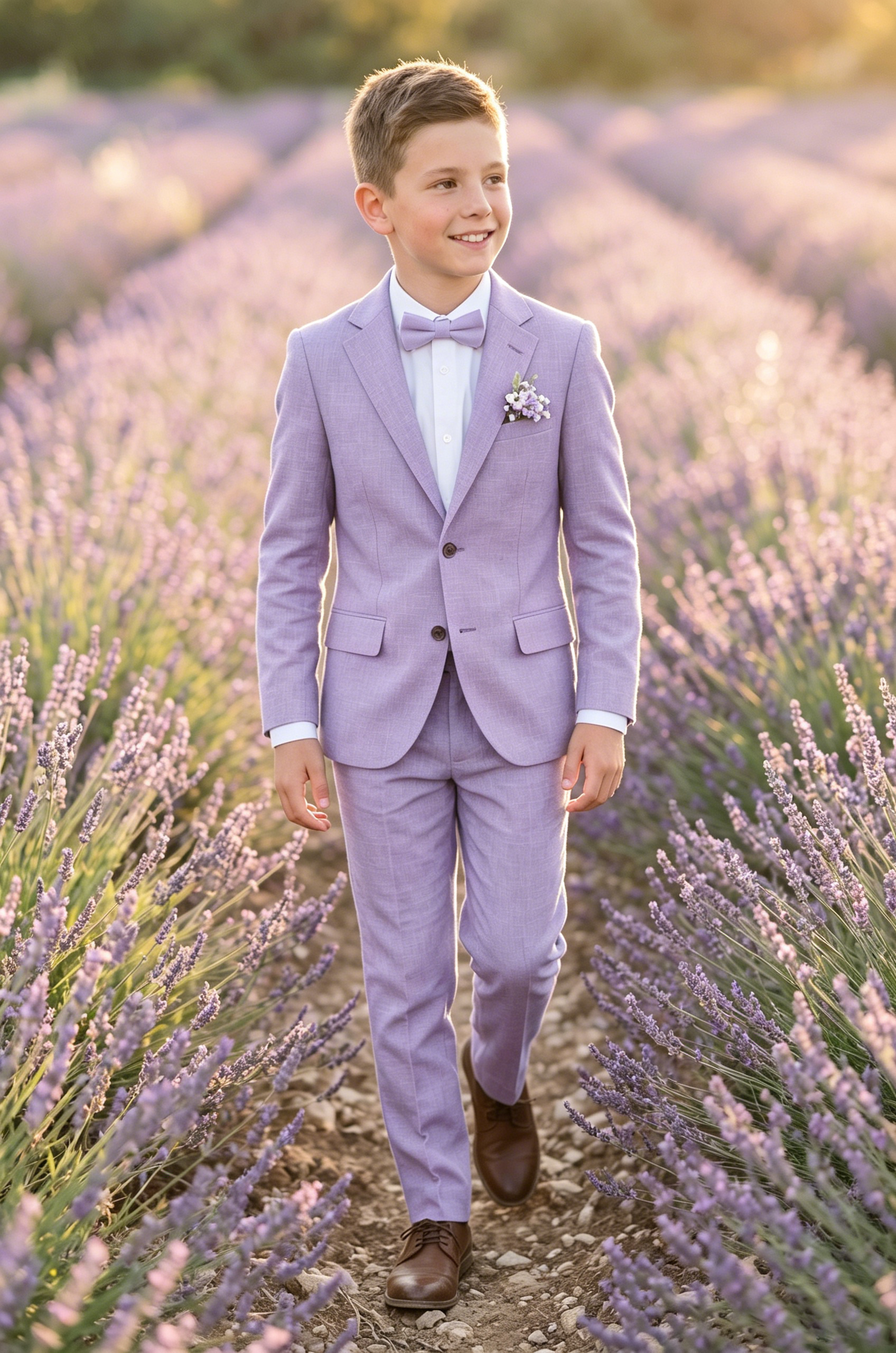 Lavender Cotton-Linen Blend Single-Breasted 2-Piece Suit