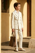 Load image into Gallery viewer, Off-White Thin Pinstripe Serge-Blend Double-Breasted 2-Piece Suit
