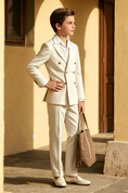 Load image into Gallery viewer, Off-White Thin Pinstripe Serge-Blend Double-Breasted 2-Piece Suit
