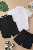 Bild in Galerie-Betrachter laden, Black Serge-Blend Gold Satin Piped Waistcoat 2-Piece Suit

