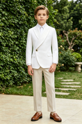 Cargar la imagen en la vista de la galería, Cream White Serge-Blend Single-Breasted Blazer Jacket
