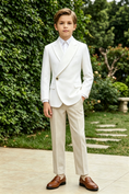 Cargar la imagen en la vista de la galería, Cream White Serge-Blend Single-Breasted Blazer Jacket
