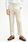 Cargar la imagen en la vista de la galería, Off-White Linen-Blend Straight-Leg Boys Formal Suit Trousers
