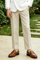 Off-White Linen-Blend Straight-Leg Boys Formal Suit Trousers