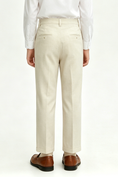 Load image into Gallery viewer, Off-White Linen-Blend Straight-Leg Boys Formal Suit Trousers

