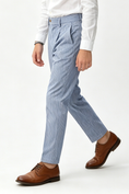Load image into Gallery viewer, Denim Blue White Pinstripe Serge-Blend Straight-Leg Pants
