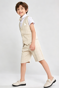 Load image into Gallery viewer, Beige Plaid Serge-Blend Single-Breasted Waistcoat & Shorts 4-Piece Set
