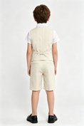 Load image into Gallery viewer, Beige Plaid Serge-Blend Single-Breasted Waistcoat & Shorts 4-Piece Set
