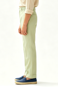 Load image into Gallery viewer, Sage Green Cotton-Linen Blend Straight-Leg Tailored Formal Trousers
