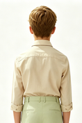 Charger l'image dans la visionneuse de la galerie, Beige Cotton-Linen Blend Single-Breasted Long-Sleeve Formal Shirt
