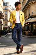 Bild in Galerie-Betrachter laden, Boys Bright Yellow Cotton Linen Blend Single Breasted Formal Suit Blazer Jacket
