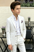 Load image into Gallery viewer, White Serge Blend Single Breasted Formal Suit Blazer Jacket
