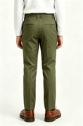 Bild in Galerie-Betrachter laden, Olive Green Serge Blend Straight Leg Formal Suit Trousers
