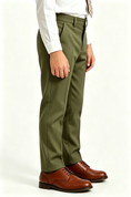 Bild in Galerie-Betrachter laden, Olive Green Serge Blend Straight Leg Formal Suit Trousers
