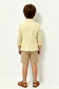 Bild in Galerie-Betrachter laden, Pale Yellow & Khaki Cotton-Linen Blend Single Breasted 2-Piece Suit Set
