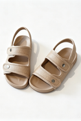 Bild in Galerie-Betrachter laden, Boys Khaki Leather Blend Soft Sole Birkenstock Style Velcro Kids Sandals
