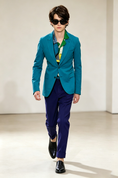 Load image into Gallery viewer, Turquoise & Navy Blue Cotton-Linen Blend Single-Breasted 2-Piece Suit Set
