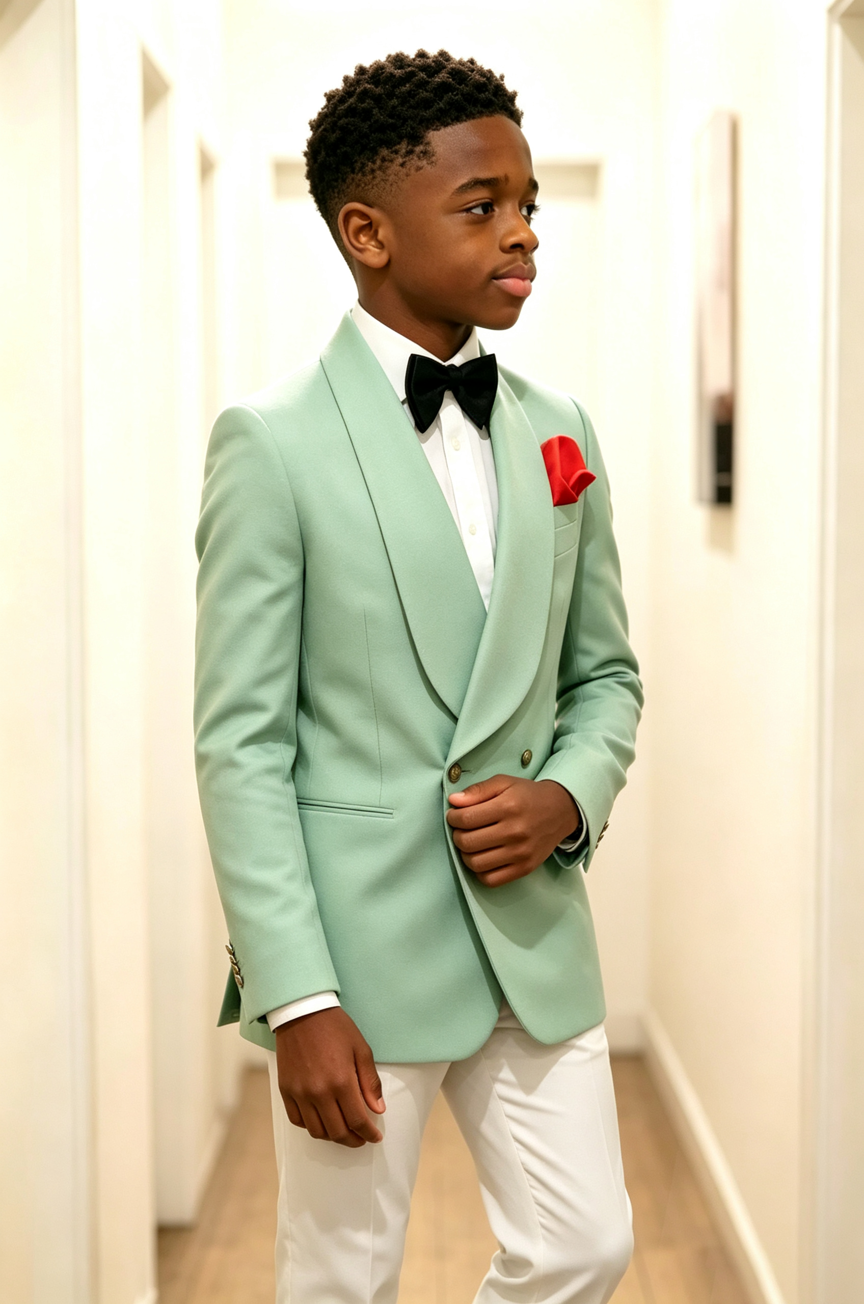 Mint Green Serge Blend Shawl Lapel Double Breasted Formal Tuxedo Blazer