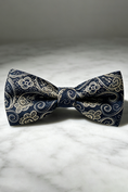 Load image into Gallery viewer, Navy Gold Paisley Jacquard Bow Tie
