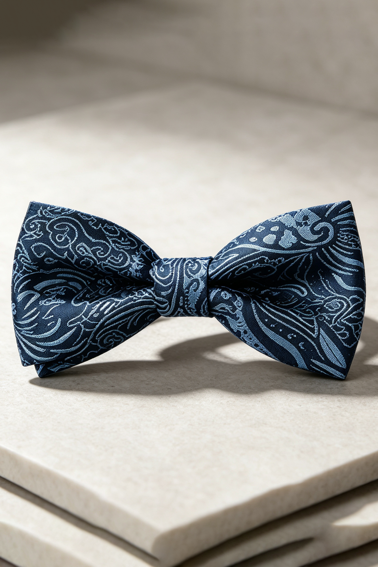 Dark Navy Paisley Jacquard Bow Tie