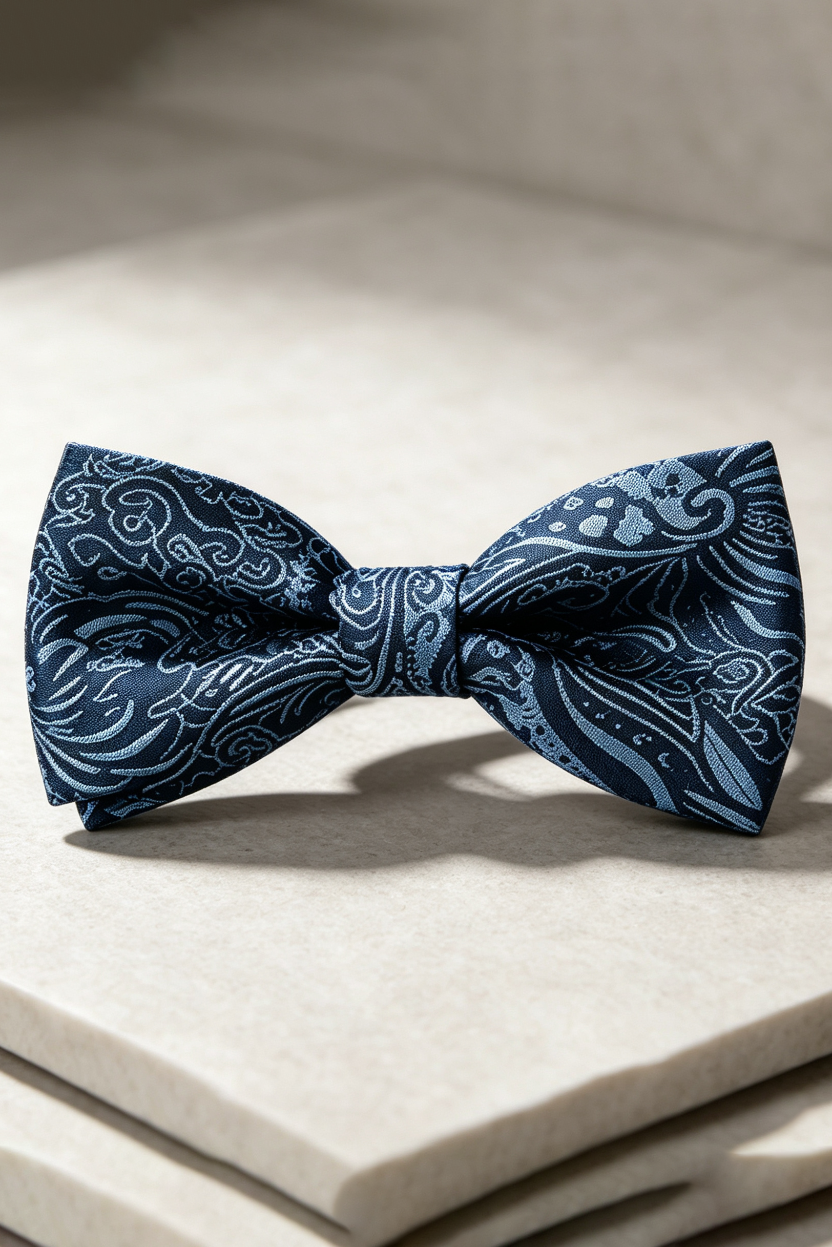 Dark Navy Paisley Jacquard Bow Tie