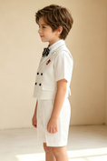 Load image into Gallery viewer, White Serge Blend Double Breasted Waistcoat 2-Piece Set
