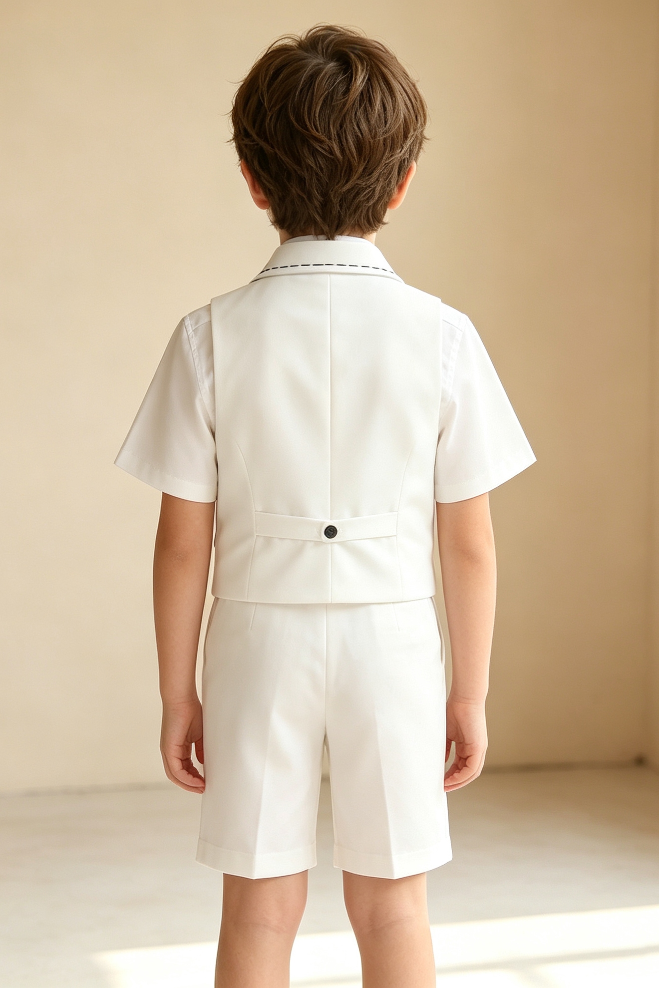 White Serge Blend Double Breasted Waistcoat 2-Piece Set